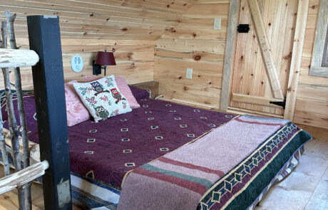 Double mattress loft with hobbit door