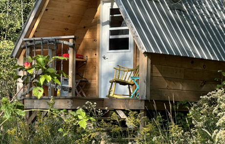 Tiny A-frame off-grid glamping cabin in a private wilderness setting