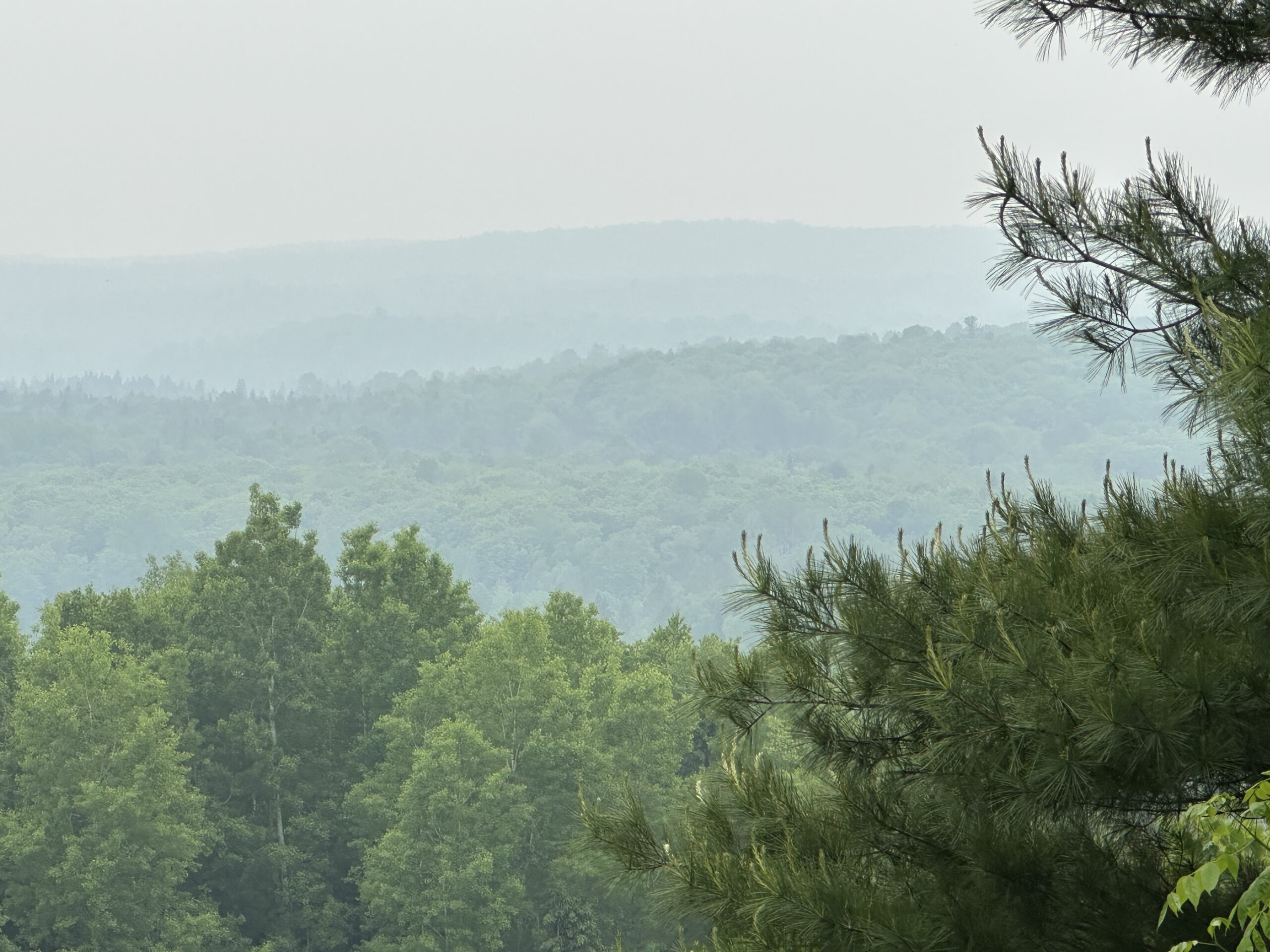 Hills Laden with Forest Fire Smoke from 1000s of miles away.