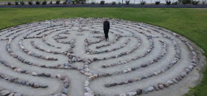 Labyrinth with stone pathways