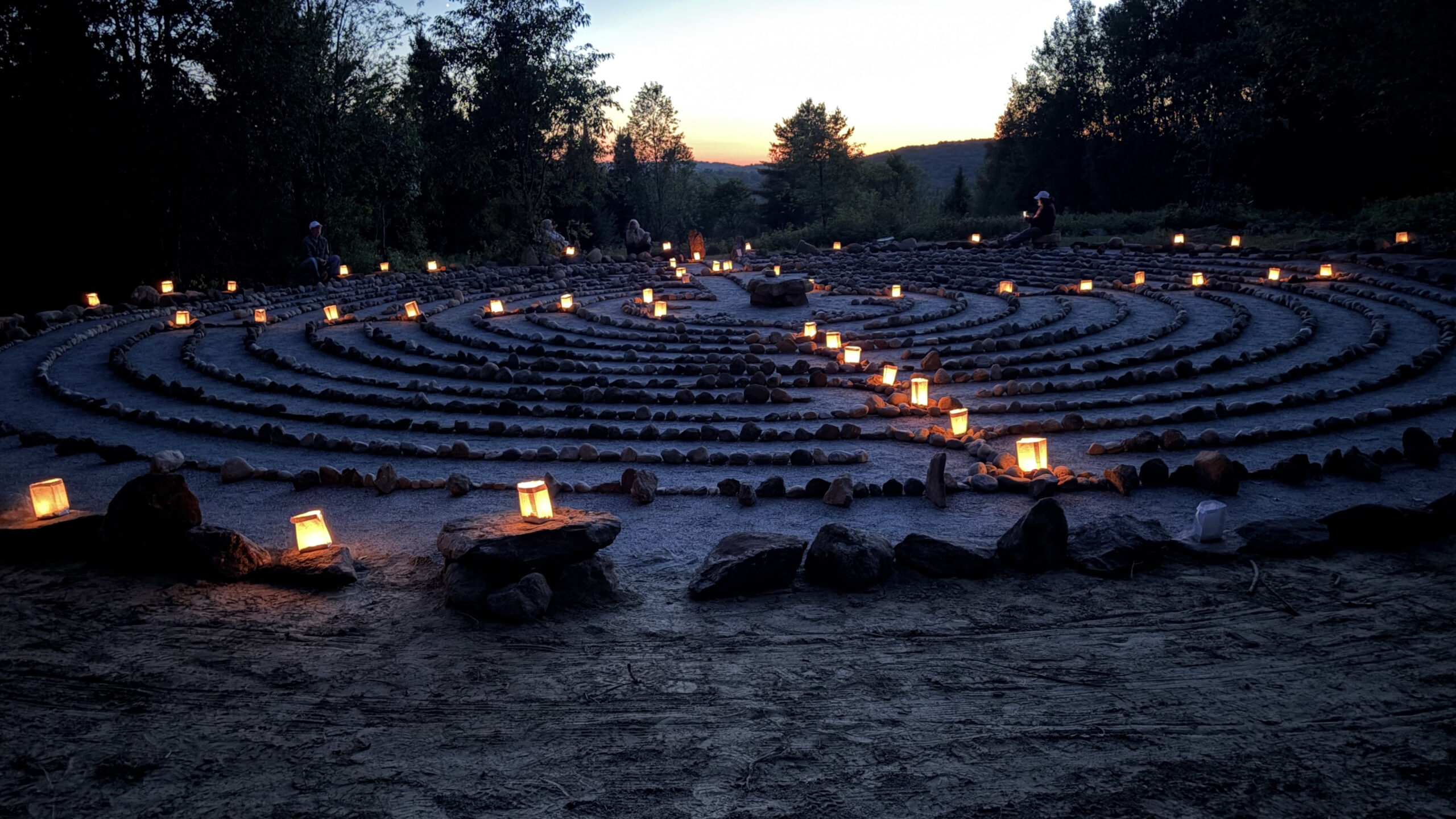 Labyrinth at night with evening sky