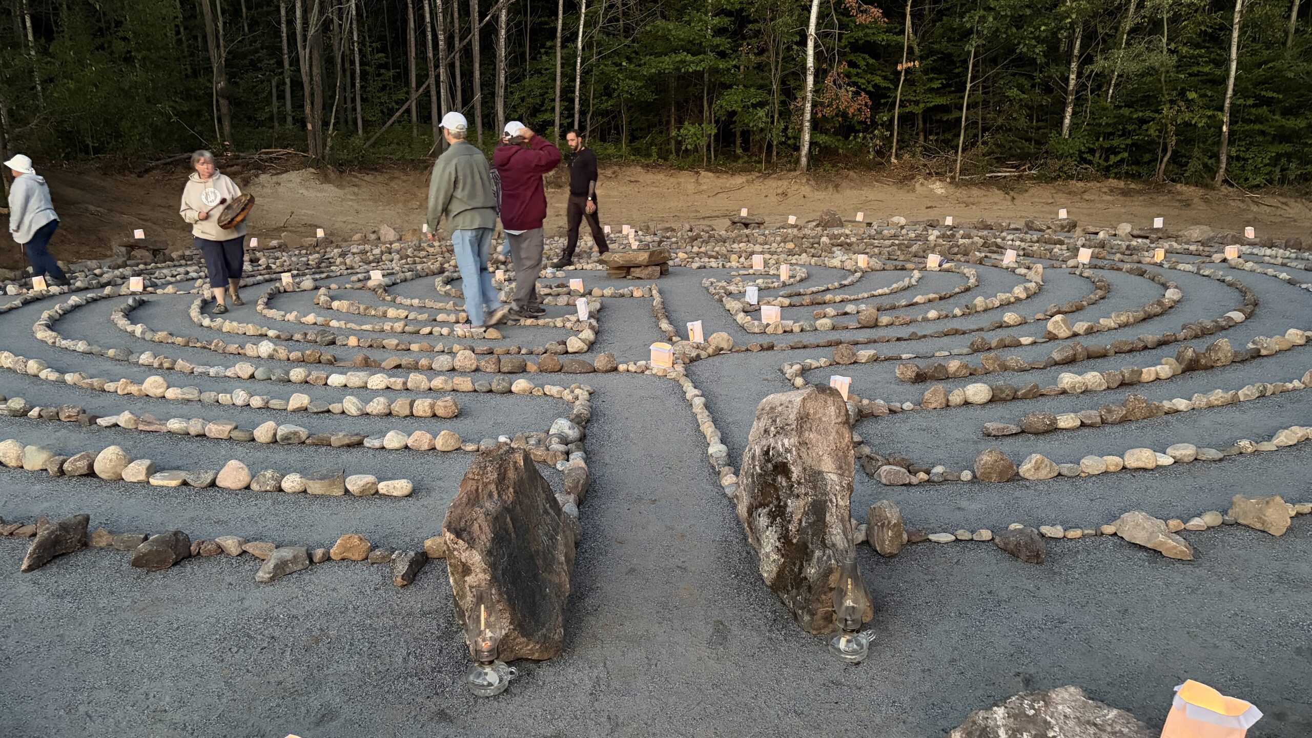 People walking the Labyrinth